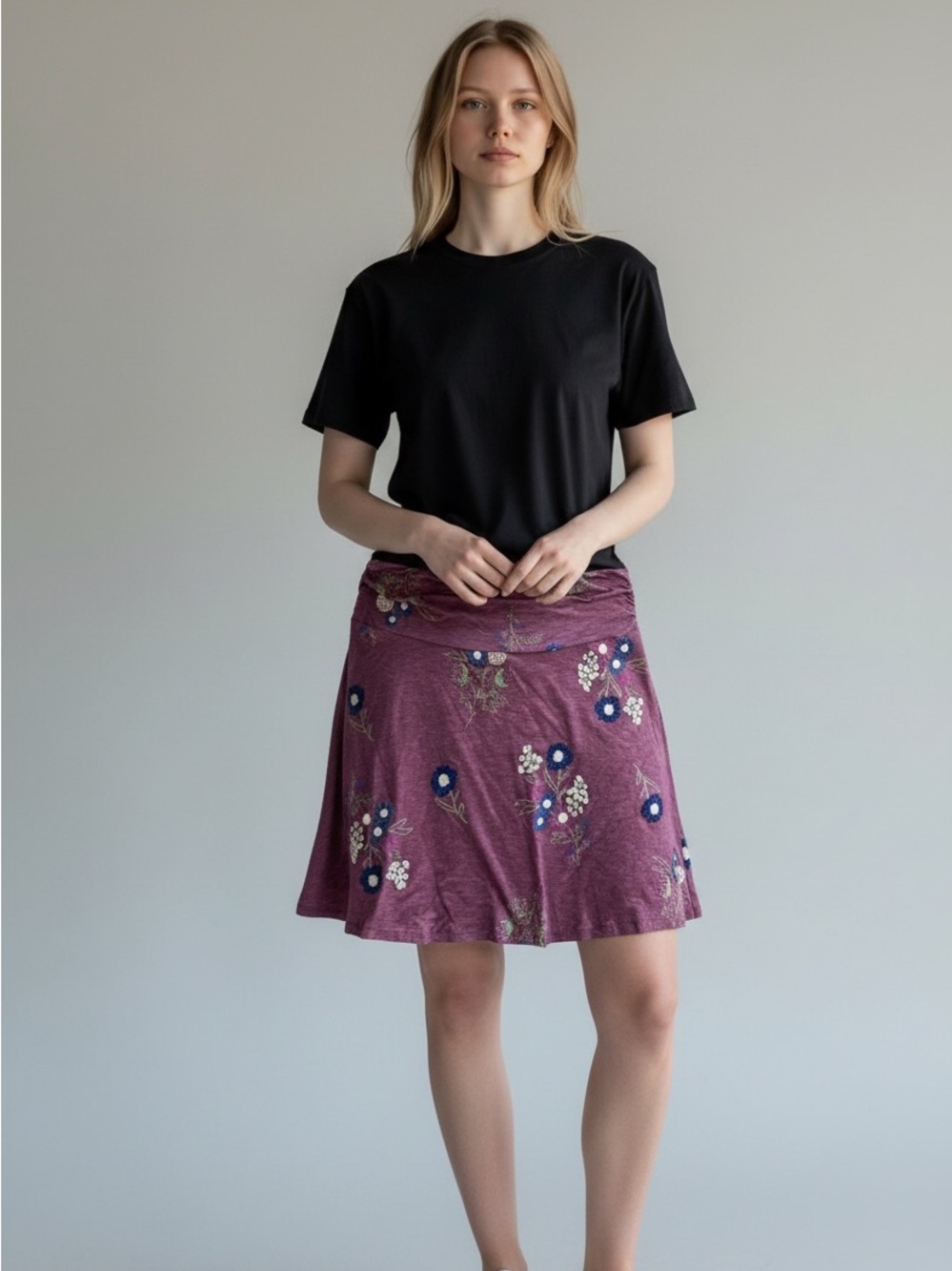 Toad & Co Chaka Floral Plum Skirt XL